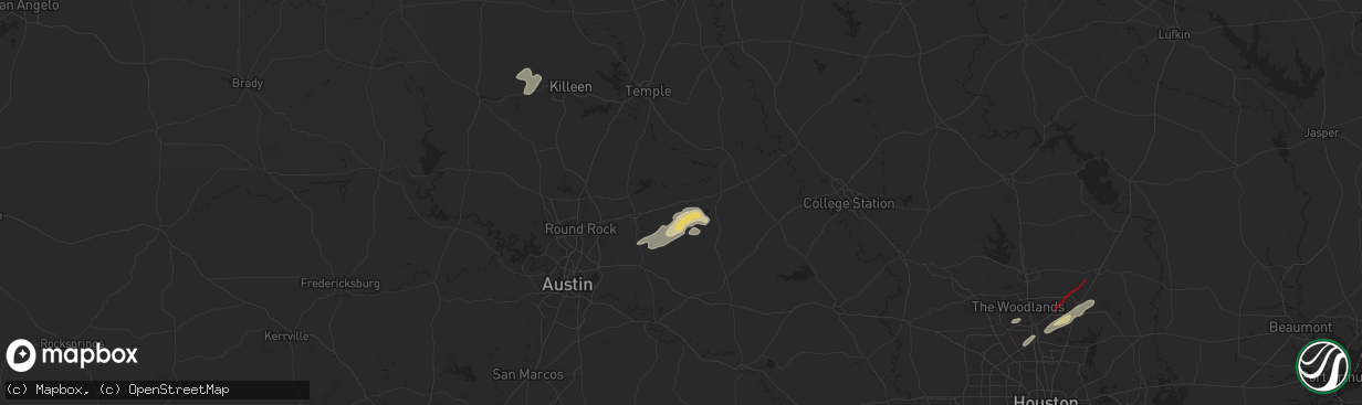 Hail map in Thorndale, TX on December 28, 2024