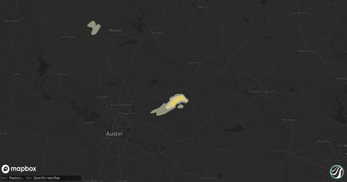 Hail map in Thorndale, TX on December 28, 2024