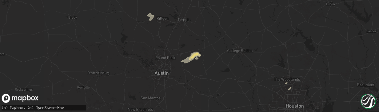 Hail map in Thrall, TX on December 28, 2024