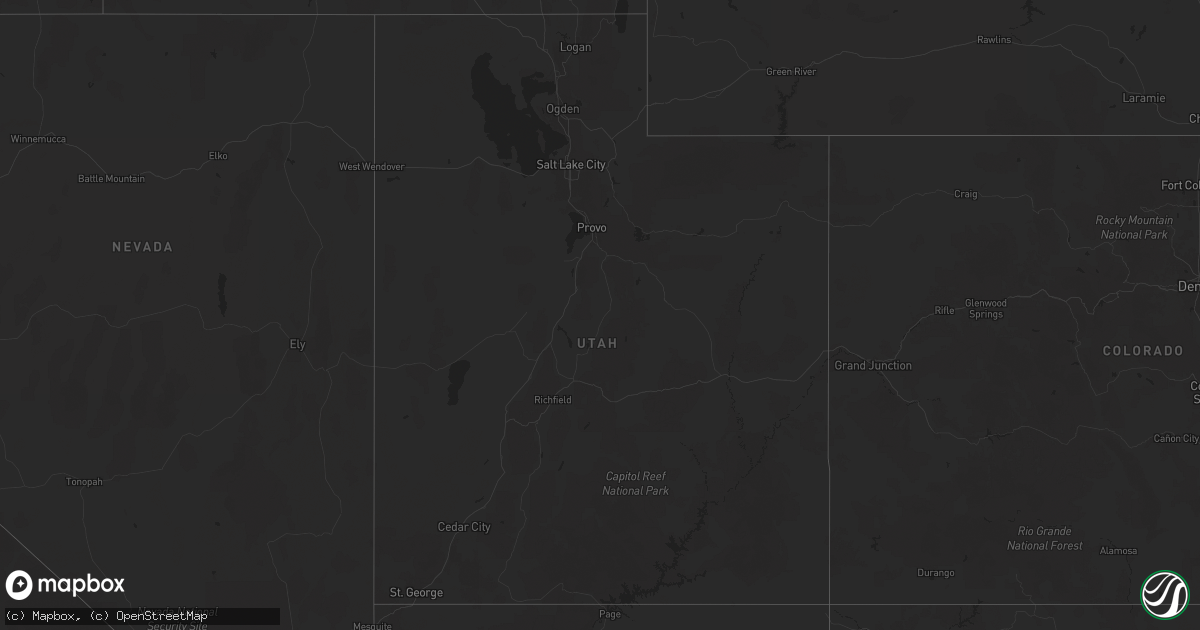 Hail map in Utah on December 28, 2024