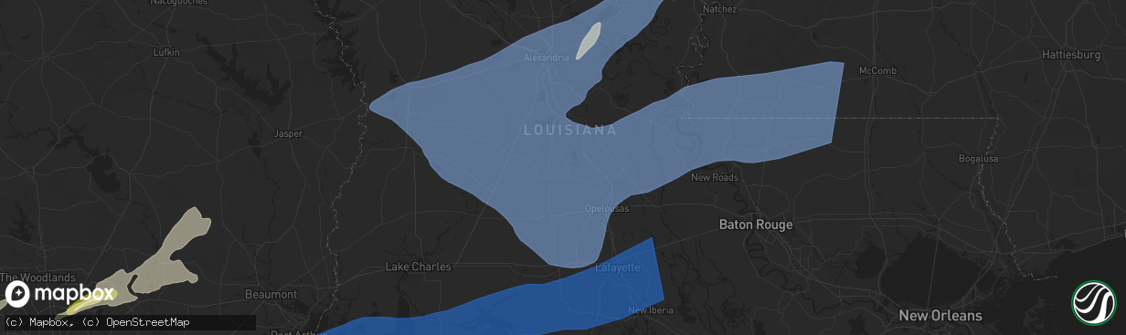 Hail map in Ville Platte, LA on December 28, 2024