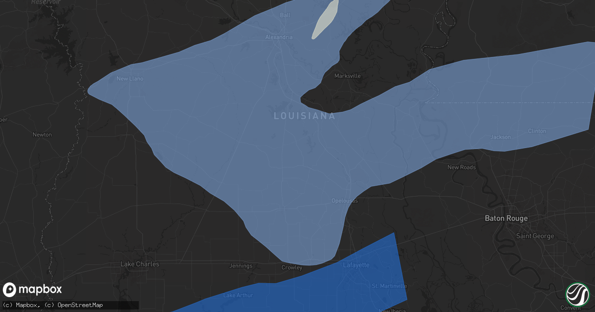 Hail map in Ville Platte, LA on December 28, 2024