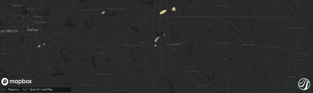 Hail map in Waskom, TX on December 28, 2024