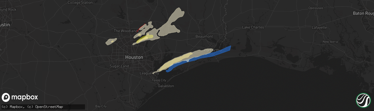 Hail map in Winnie, TX on December 28, 2024