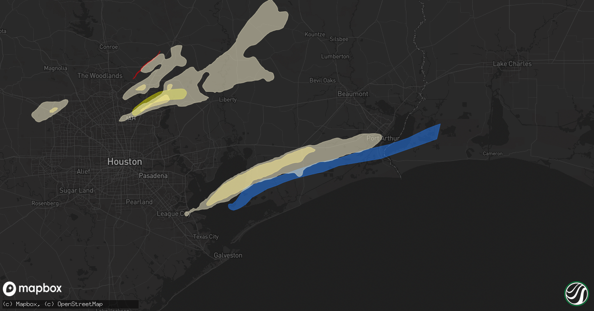 Hail map in Winnie, TX on December 28, 2024
