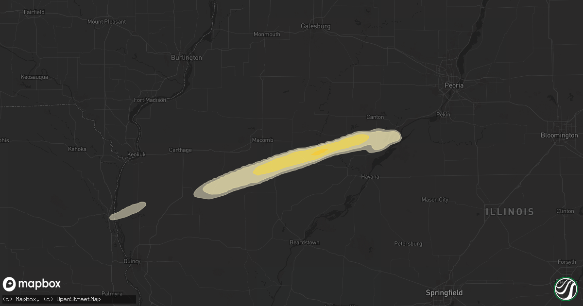 Hail map in Adair, IL on December 28, 2025