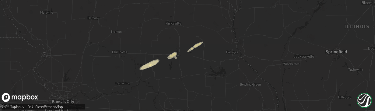 Hail map in Anabel, MO on December 28, 2025