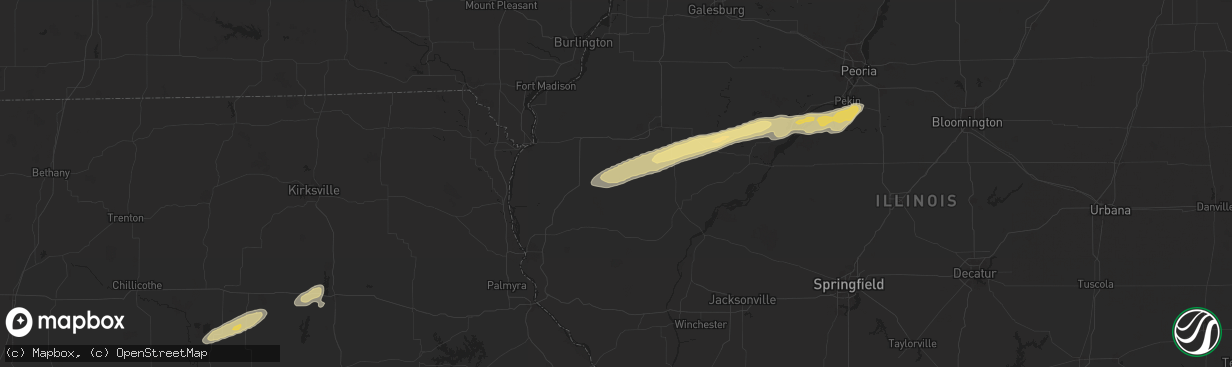 Hail map in Augusta, IL on December 28, 2025