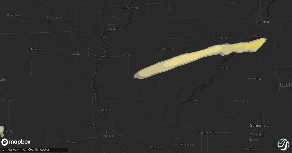 Hail map in Augusta, IL on December 28, 2025
