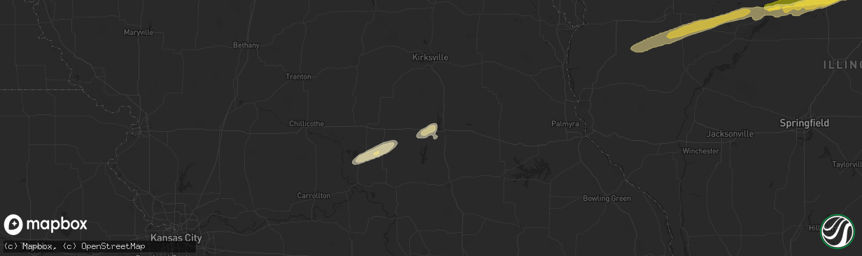 Hail map in Bevier, MO on December 28, 2025