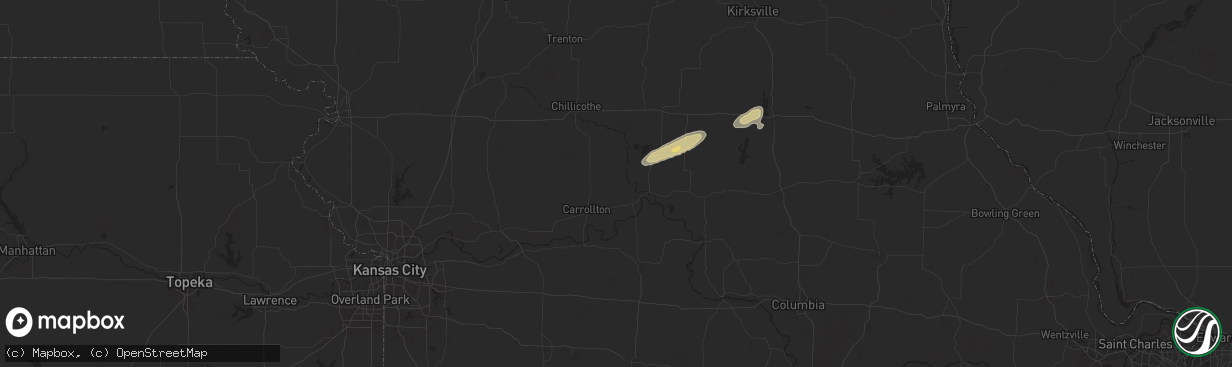 Hail map in Bosworth, MO on December 28, 2025