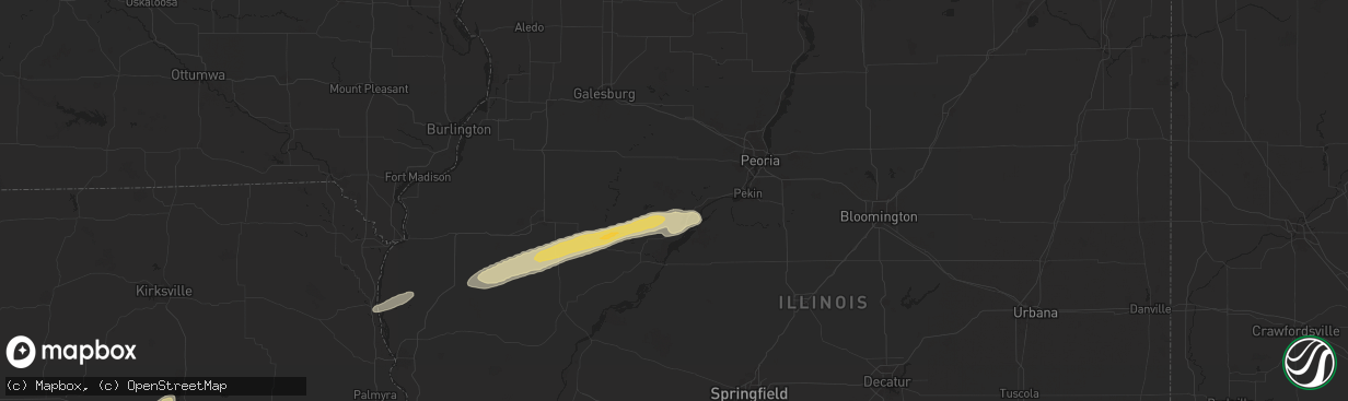 Hail map in Canton, IL on December 28, 2025