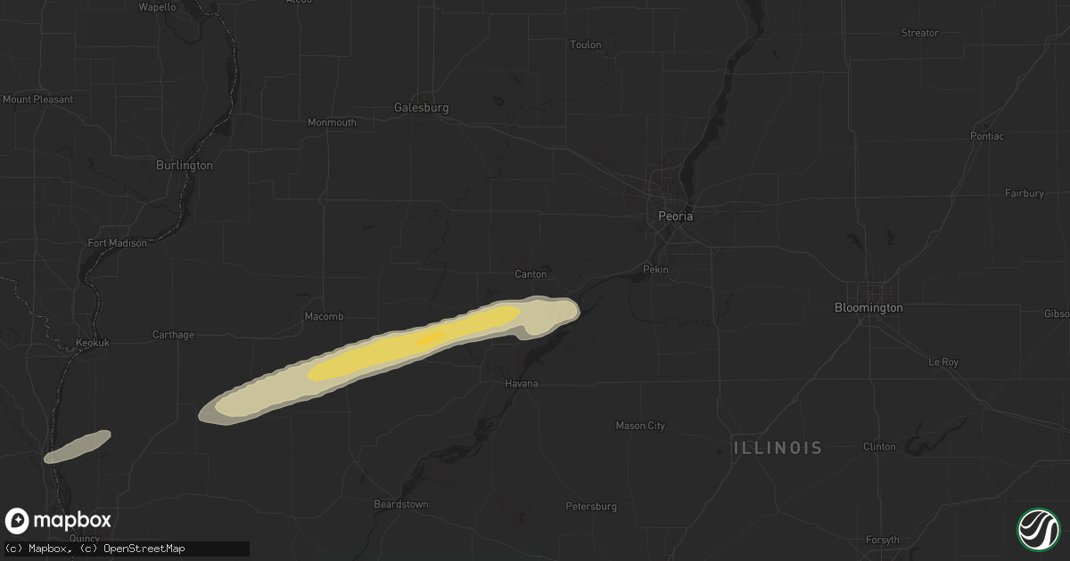 Hail map in Canton, IL on December 28, 2025