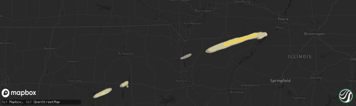 Hail map in Canton, MO on December 28, 2025