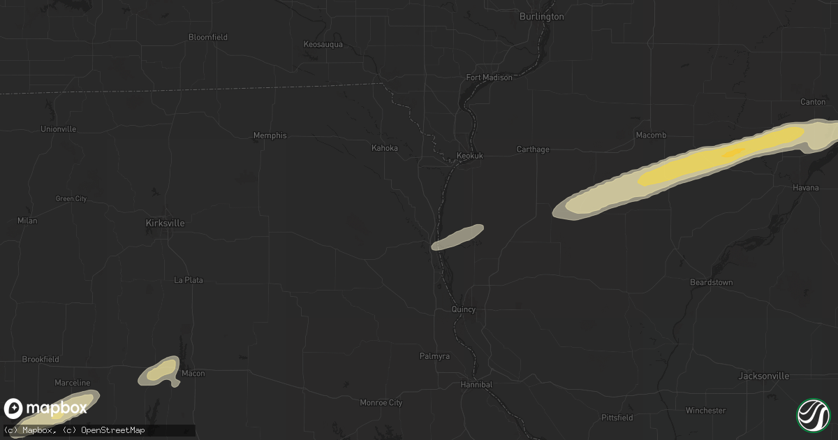Hail map in Canton, MO on December 28, 2025