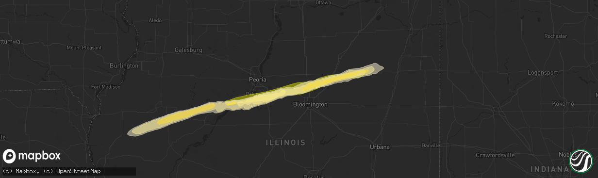 Hail map in Carlock, IL on December 28, 2025
