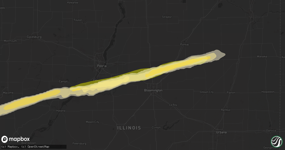 Hail map in Carlock, IL on December 28, 2025