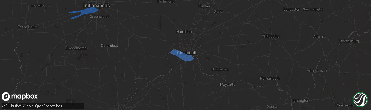 Hail map in Covington, KY on December 28, 2025