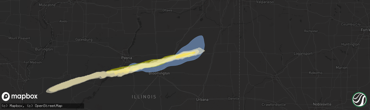 Hail map in Fairbury, IL on December 28, 2025