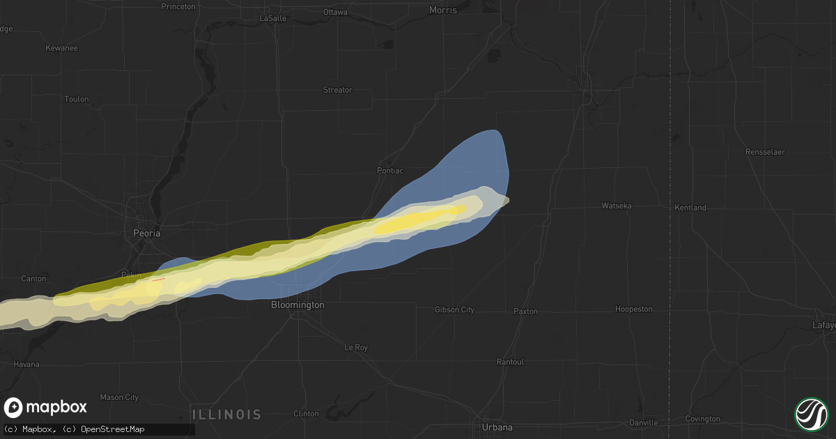 Hail map in Fairbury, IL on December 28, 2025