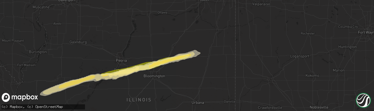 Hail map in Forrest, IL on December 28, 2025
