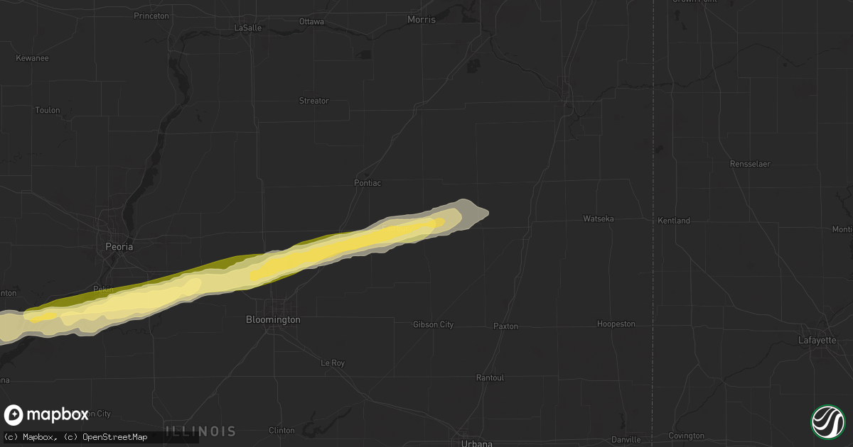 Hail map in Forrest, IL on December 28, 2025