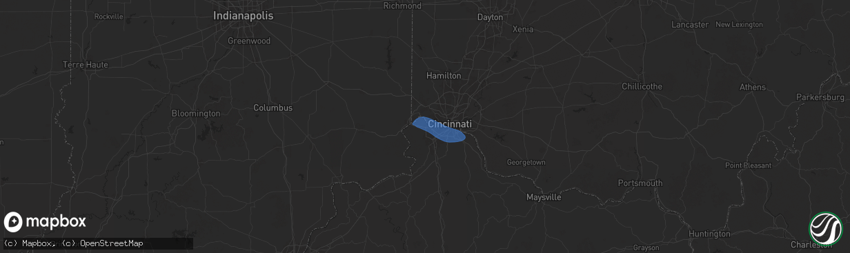 Hail map in Hebron, KY on December 28, 2025