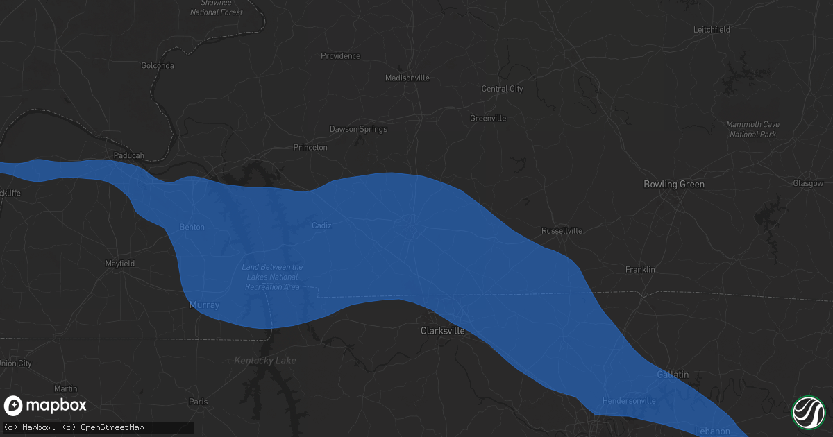 Hail map in Hopkinsville, KY on December 28, 2025
