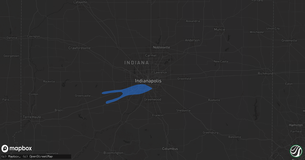 Hail map in Indianapolis, IN on December 28, 2025