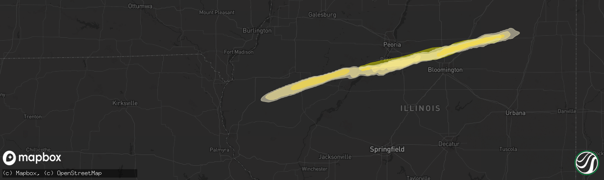 Hail map in Industry, IL on December 28, 2025