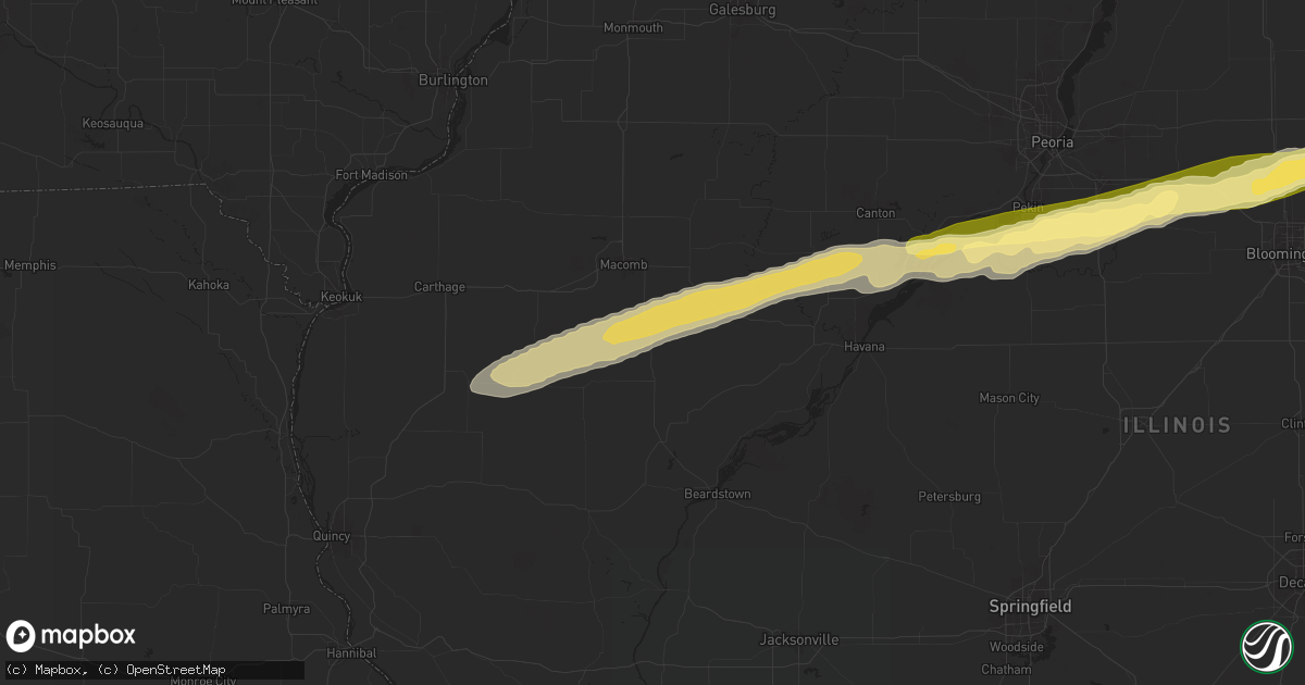 Hail map in Industry, IL on December 28, 2025