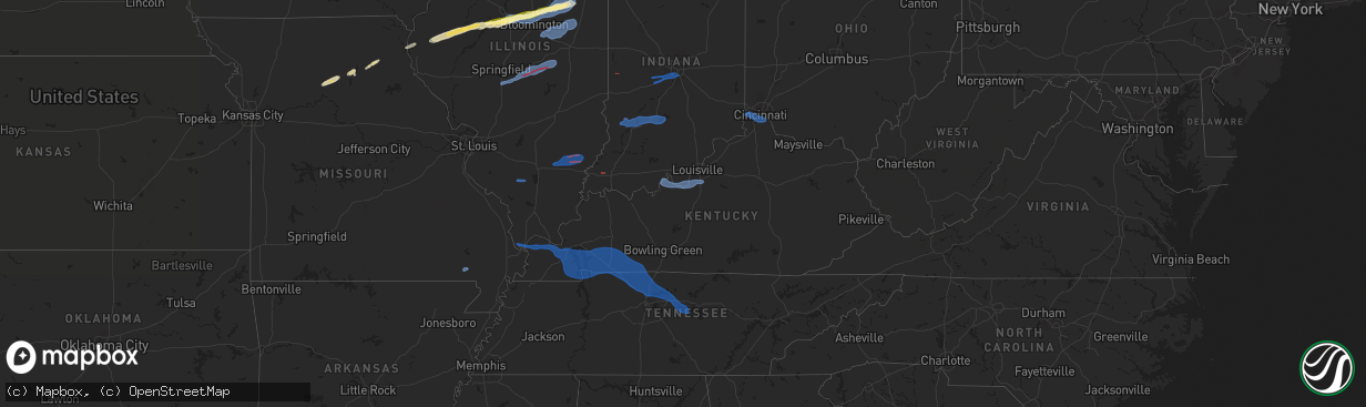 Hail map in Kentucky on December 28, 2025