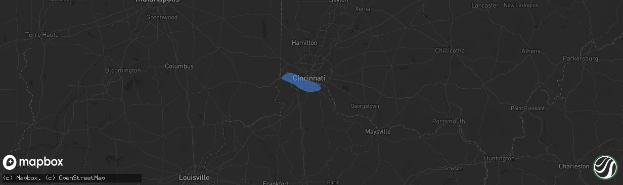 Hail map in Latonia, KY on December 28, 2025