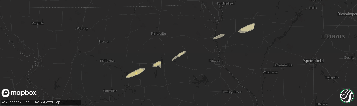 Hail map in Leonard, MO on December 28, 2025