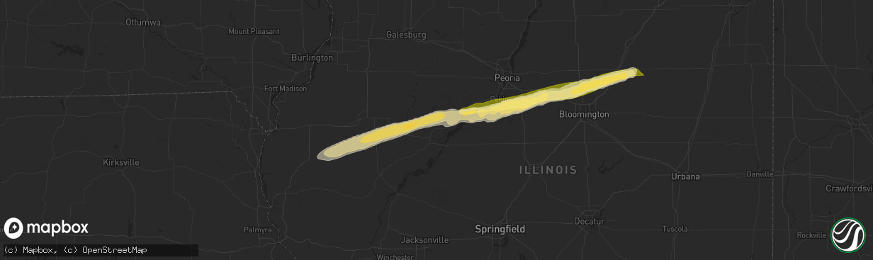 Hail map in Lewistown, IL on December 28, 2025