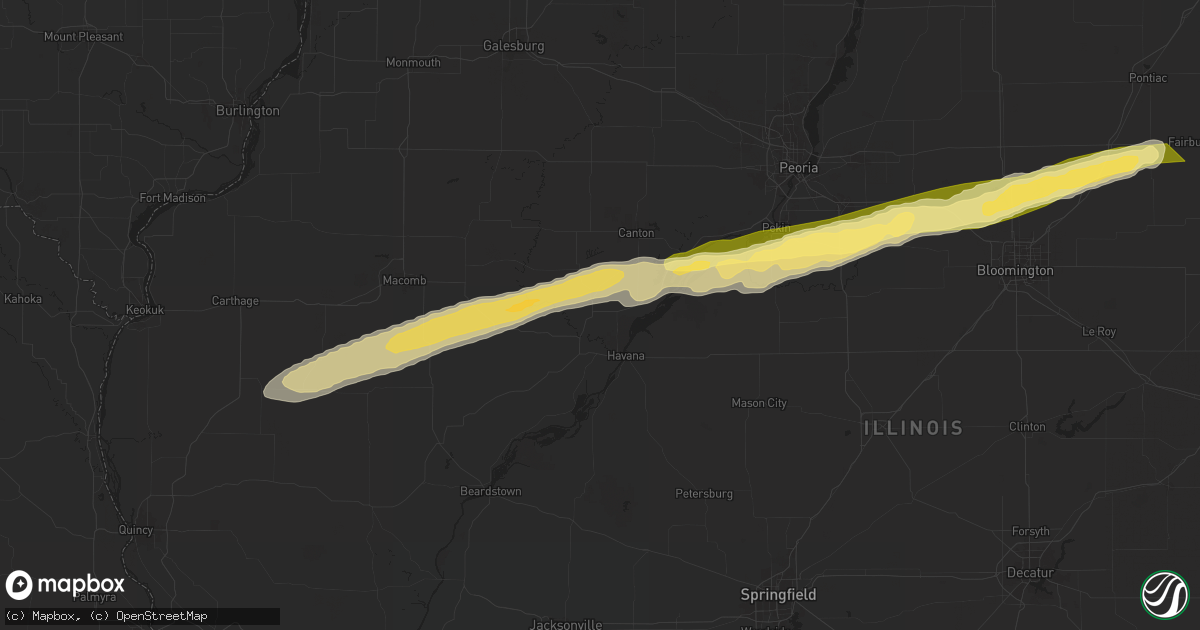 Hail map in Lewistown, IL on December 28, 2025