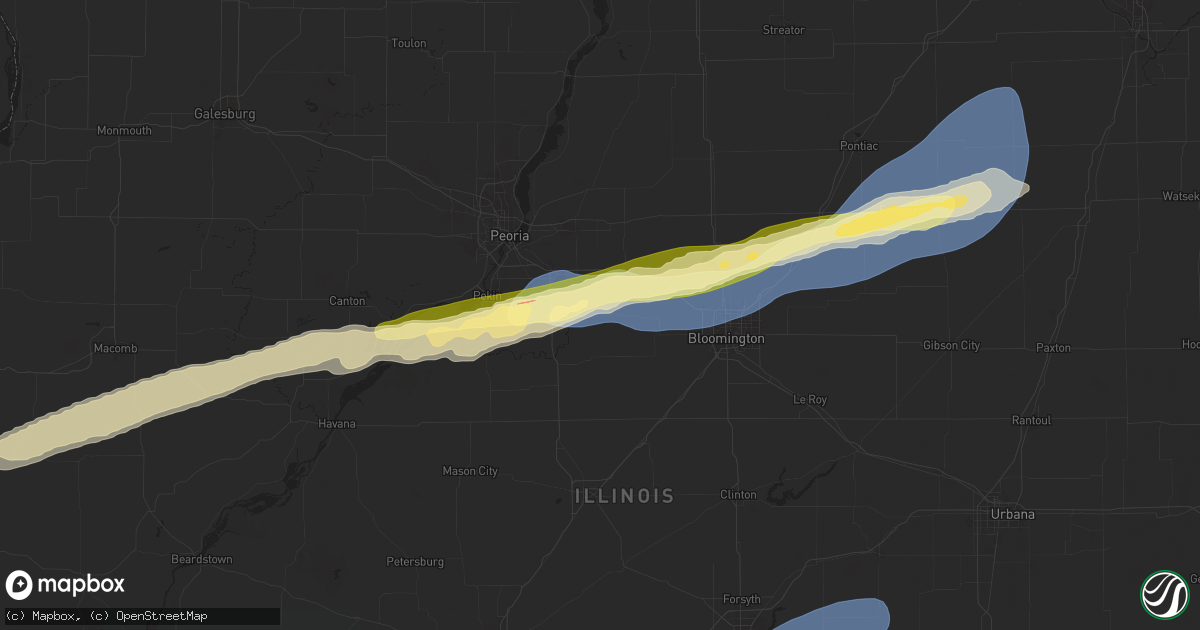 Hail map in Mackinaw, IL on December 28, 2025