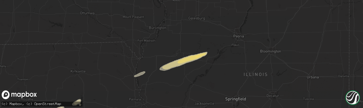 Hail map in Macomb, IL on December 28, 2025