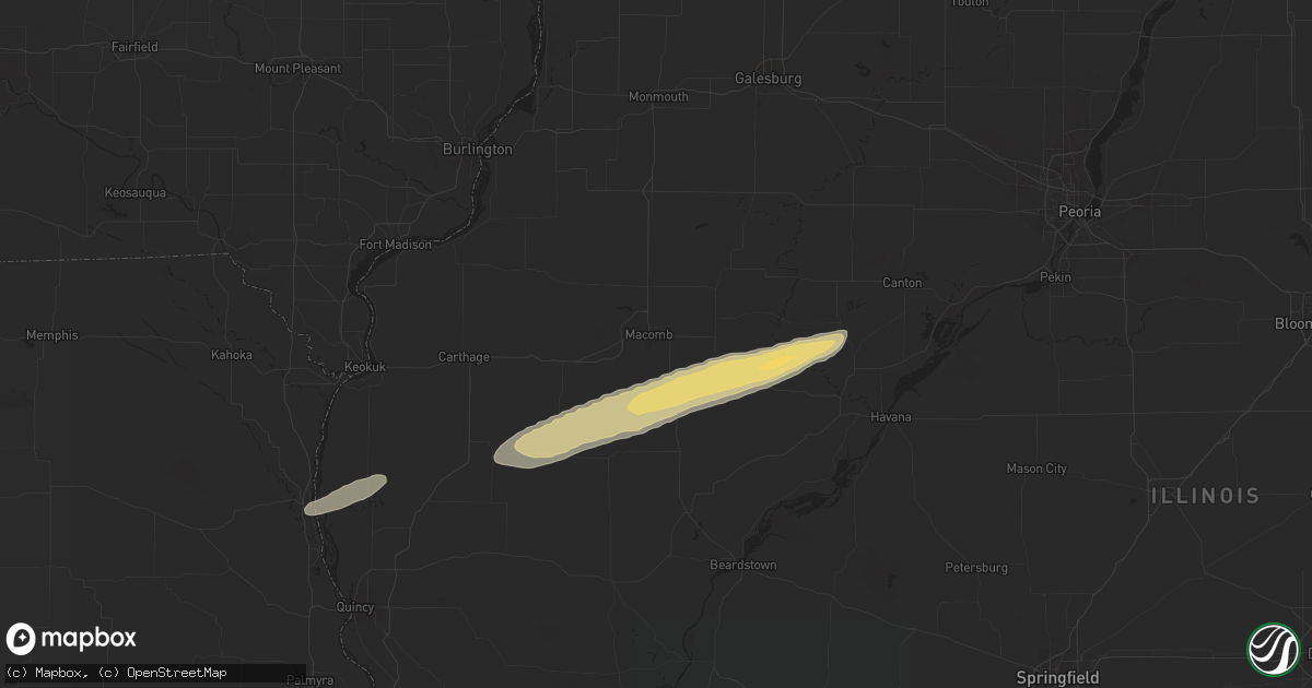 Hail map in Macomb, IL on December 28, 2025