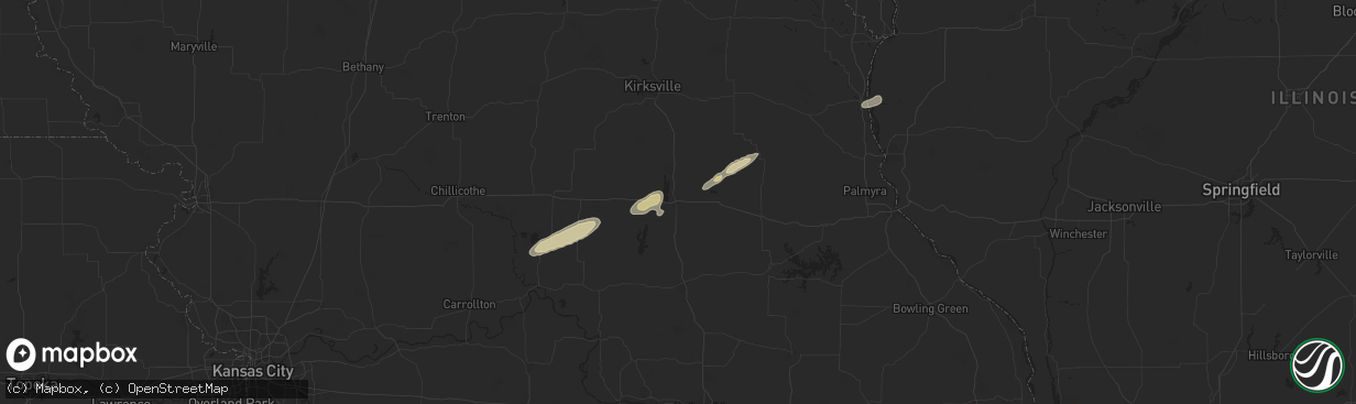 Hail map in Macon, MO on December 28, 2025