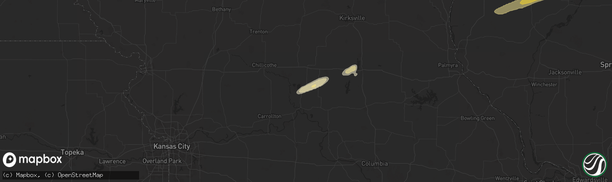 Hail map in Mendon, MO on December 28, 2025
