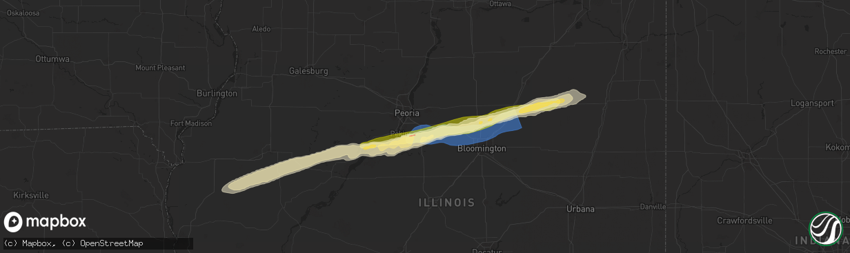 Hail map in Morton, IL on December 28, 2025