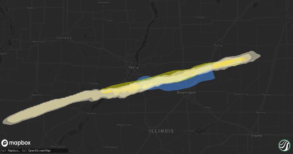 Hail map in Morton, IL on December 28, 2025
