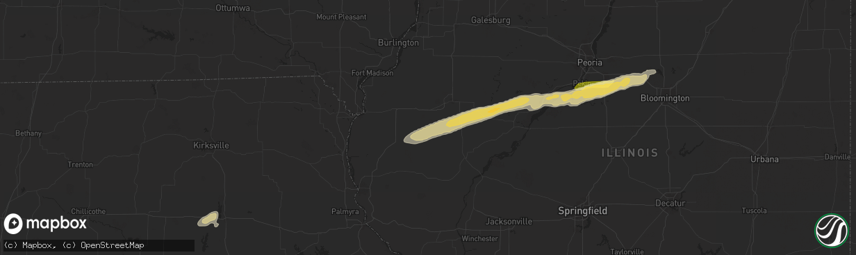 Hail map in Plymouth, IL on December 28, 2025