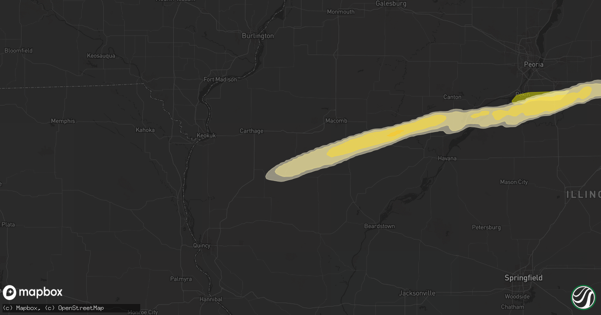 Hail map in Plymouth, IL on December 28, 2025