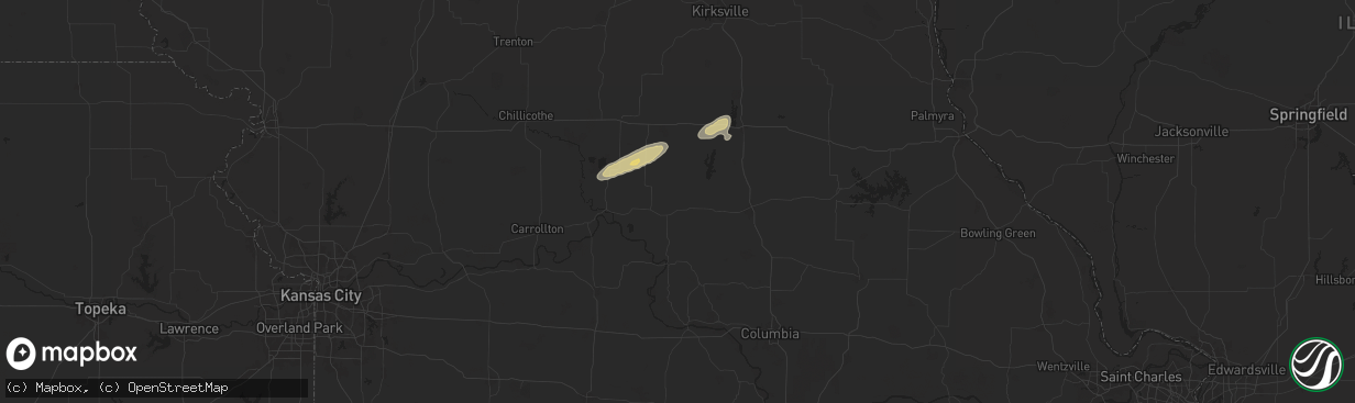 Hail map in Salisbury, MO on December 28, 2025