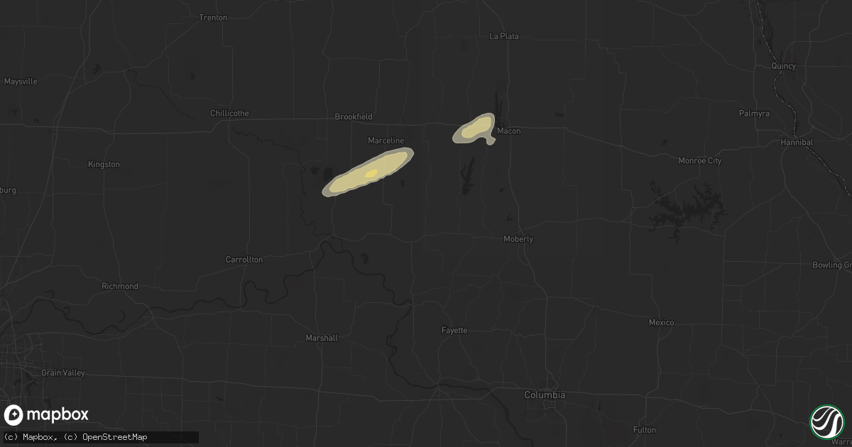 Hail map in Salisbury, MO on December 28, 2025