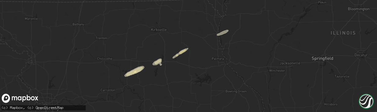 Hail map in Shelbyville, MO on December 28, 2025