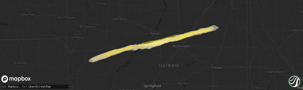 Hail map in South Pekin, IL on December 28, 2025