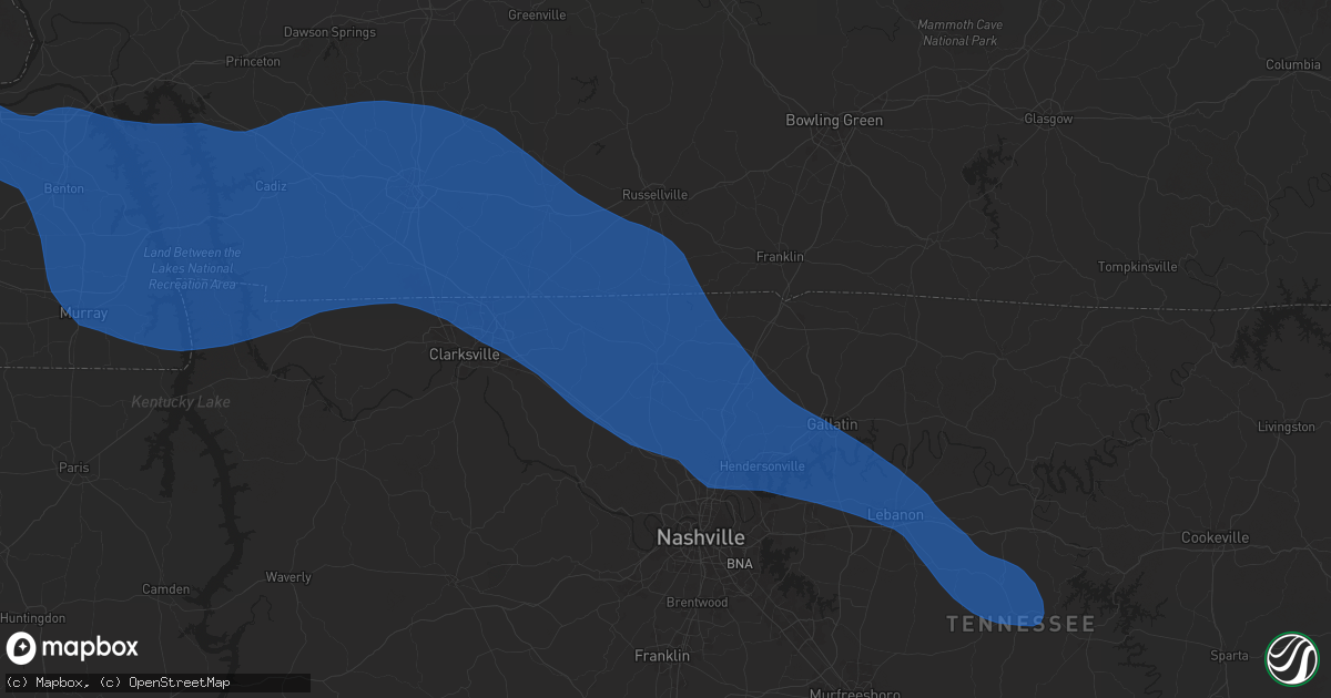 Hail map in Springfield, TN on December 28, 2025